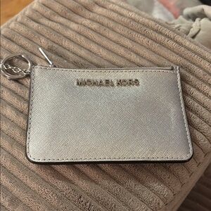 Michael Kors Metallic Silver Card Pouch